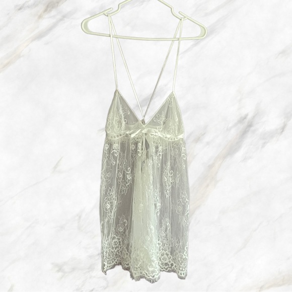 Victoria's Secret Other - SOLD Victoria's Secret Y2K White Balletcore Coquette Lace Sheer Babydoll Slip